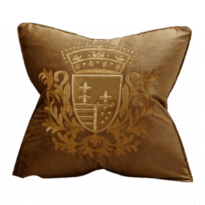 Cognac Crest Velvet Pillow