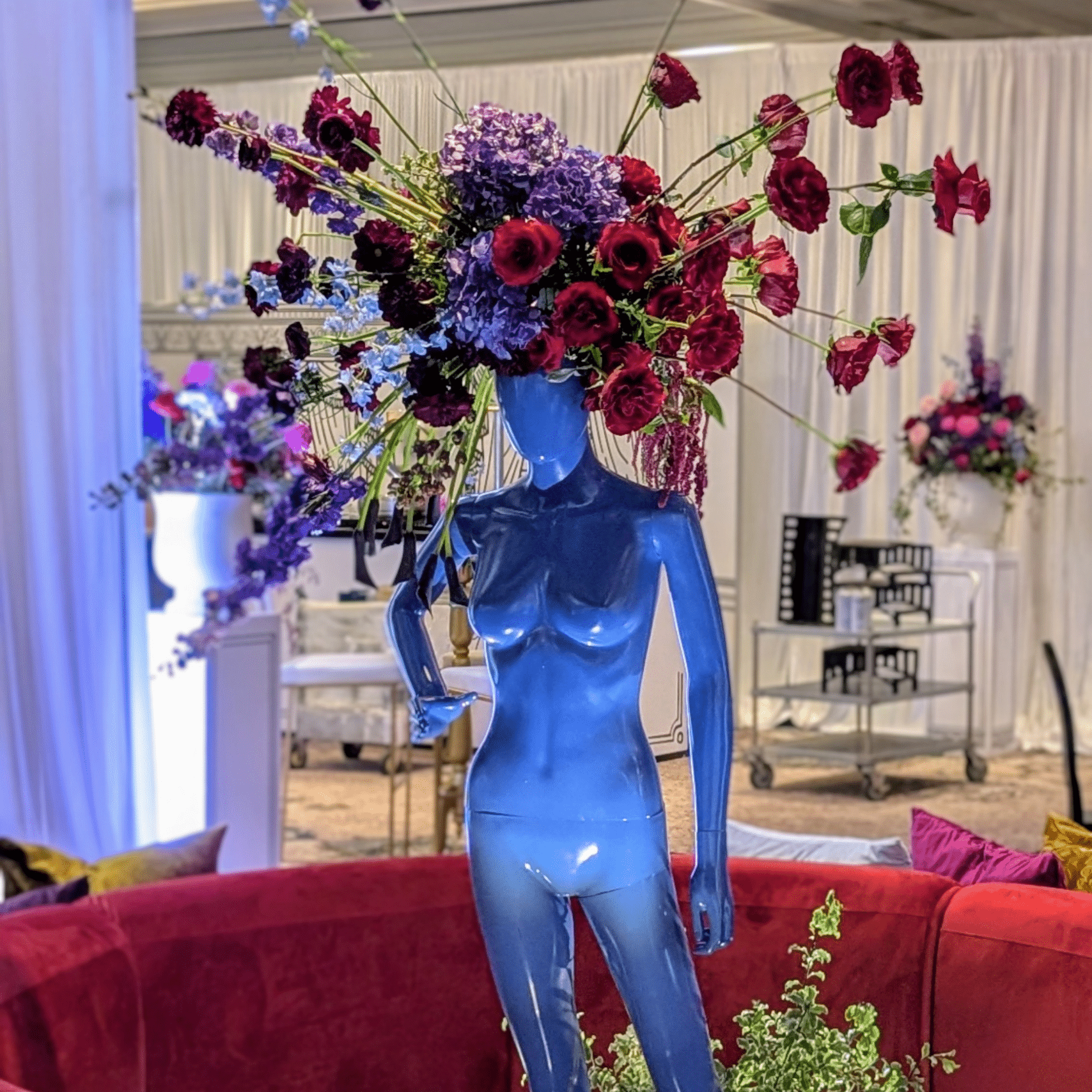Mannequin Floral Headdress install