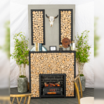 Wood Slice Fireplace Mantel 1
